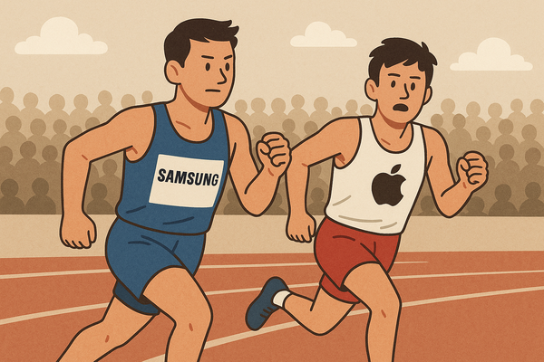 애플의 폴더블 스마트폰 시장 진출이 계속해서 늦어지고 있는 반면 삼성전자는 지속적으로 시장 점유율을 높여가고 있다. 사진=챗GPT