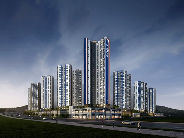 수원시 장안구 이목동에 들어서는 '북수원이목지구 디에트르 더 리체 Ⅱ' 투시도이다. 총 1744세대 규모로 조성되며, 세대당 2.1대 수준의 주차 공간을 확보했다.