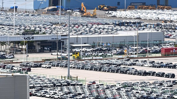 경기 평택시 포승읍 평택항 자동차 전용부두에서 수출을 기다리고 있는 차량들, 사진=뉴시스