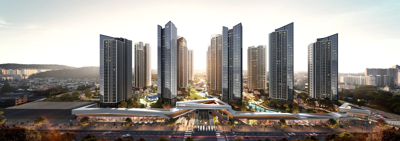 대전 변동 A구역 재개발 단지 조감도. 지하 3층에서 지상 최고 35층까지, 25개 동 규모로 총 2566세대가 들어설 예정이다. 사진=HDC현대산업개발