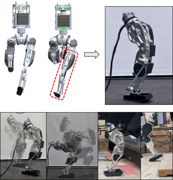 중간 결과물로서 개발된 단일 다리 기반의 '홉핑(한 발 뛰기)' 로봇. 사진=KAIST