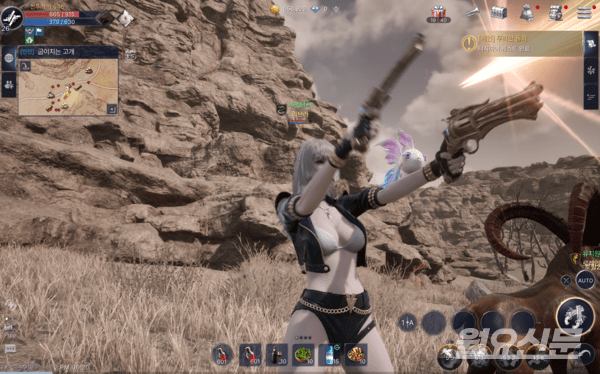 자동사냥을 이용해 몬스터를 사냥 중인 캐릭터. 사진=편슬기 기자