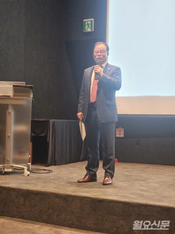 조항목 대표가 26일 전북 익산 'NS푸드페스타' 개막 전 행사 취지를 설명하고 있다. 사진=이호영 기자