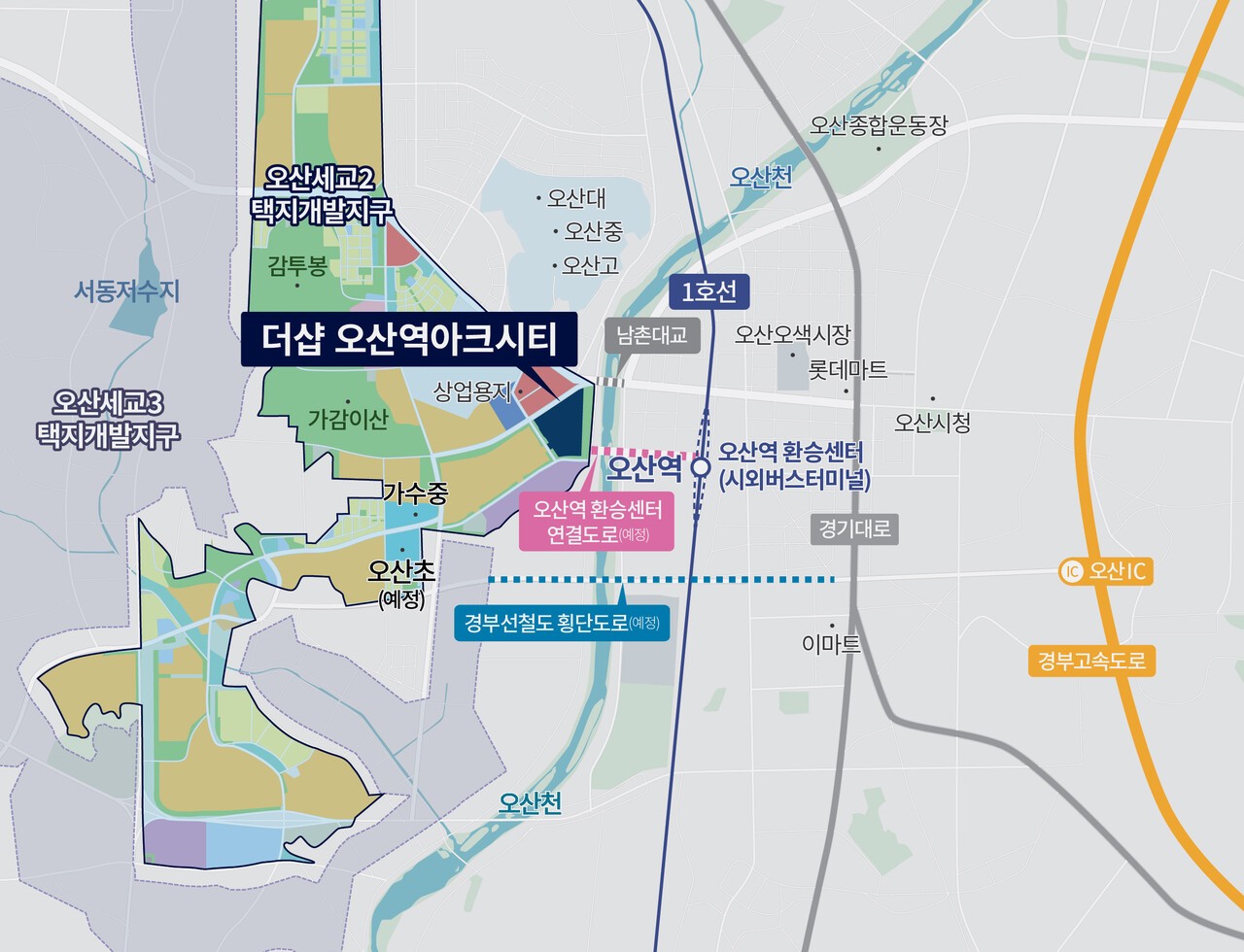 더샵 오산역아크시티는 오산역 도보권 입지에 GTX-C 연장, KTX 개통, 경부선철도횡단도로 등 교통망 확충으로 접근성이 크게 개선될 전망이다. 사진=포스코이앤씨