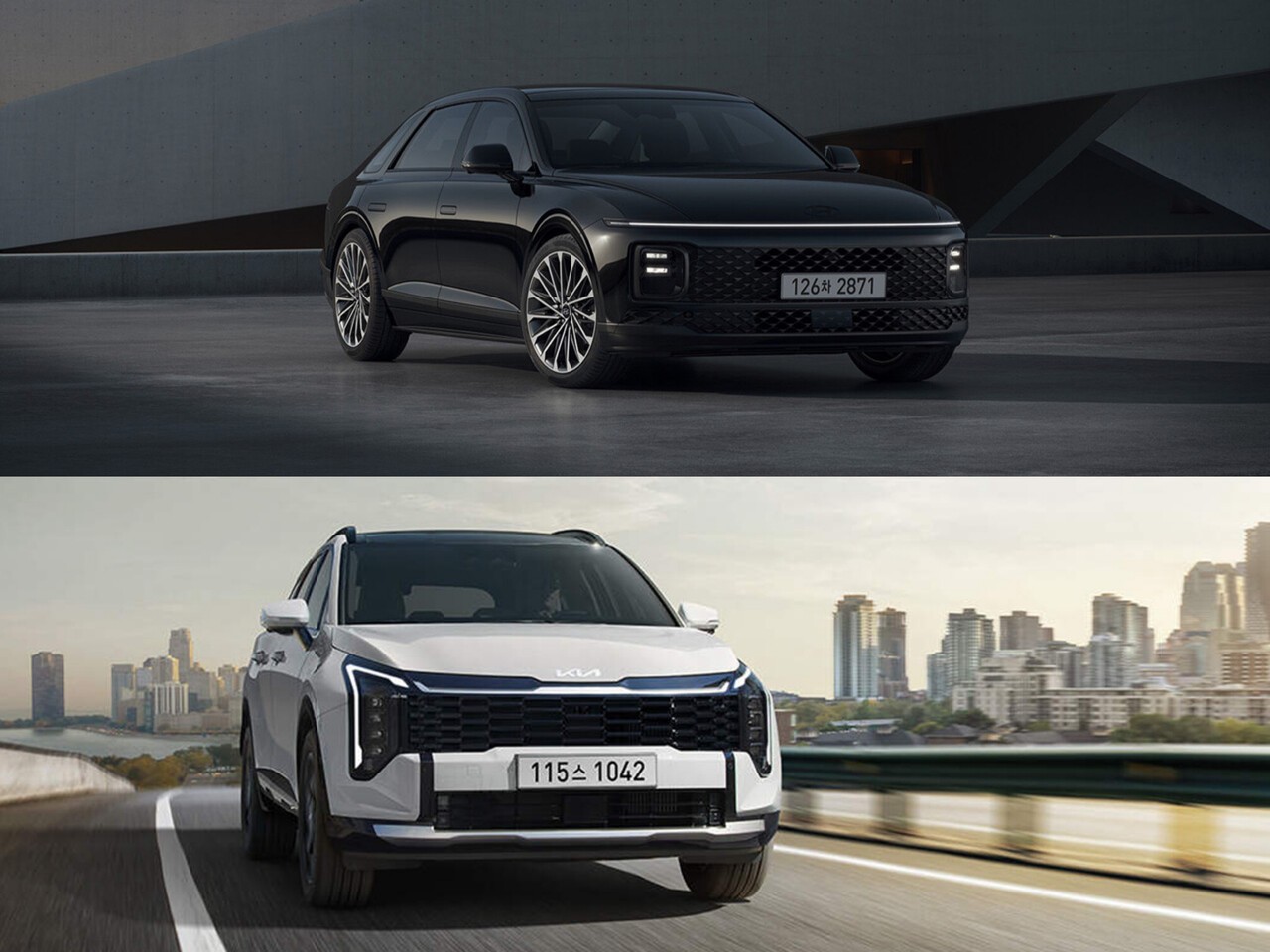 현대차 그랜저(위)와 기아 스포티지(아래). 두 모델은 10월 각각 현대차와 기아의 국내외 판매를 이끈 대표 차종이다. 사진=각사 제공