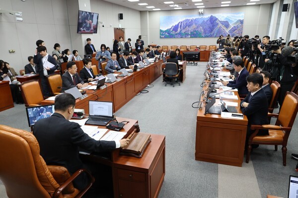 김병기 국회 운영위원회 위원장이 5일 국가인권위원회 국정감사에서 의사봉을 두드리고 있다. 사진=뉴시스