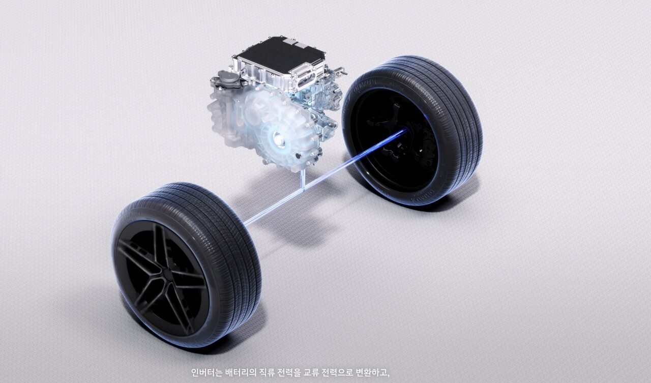 '2-스테이지 모터시스템' 영상 캡쳐. 현대차·기아가 인버터 전압을 기존 대비 70% 높인 '2-스테이지 모터시스템'을 공개하고 고성능 전기차 중심으로 적용 범위를 확대하고 있다. 사진=현대자동차