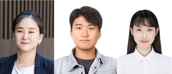 KAIST 전기및전자공학부 이현주 교수 연구팀이 반도체 웨이퍼 공정(MEMS)을 활용해 곡률을 자유롭게 구현할 수 있는 'Flex-to-Rigid(FTR) 구조'의 초음파 트랜스듀서(센서, CMUT)를 제작했다고 12일 밝혔다. (왼쪽부터) 이현주 교수, 이상목 박사, 샤오지아 량 박사과정 사진=KAIST